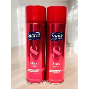 2 Pack SUAVE ESSENTIALS MAX HOLD #8 Hair Spray For Long Lasting Hold 11 oz